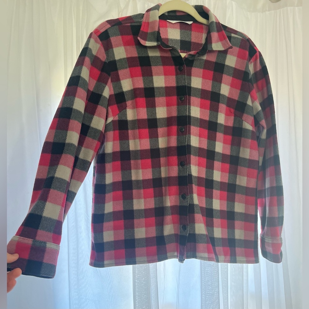 Women’s Size Medium Flannel Winter Long Sleeve Lee Riders Pink Plaid Shirt Top